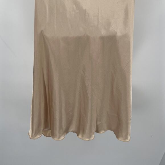 Y2K Bebe Cowl Neck Slip Dress Sz XS Champagne Satin USA Glam 90s Coquette Party - Picture 6 of 10